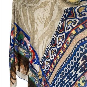 52” X 52” light Colorful Scarf.